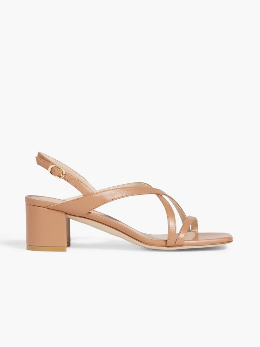 New Stuart Weitzman Oasis 50 Block Heel Sandal Tan Sz 10